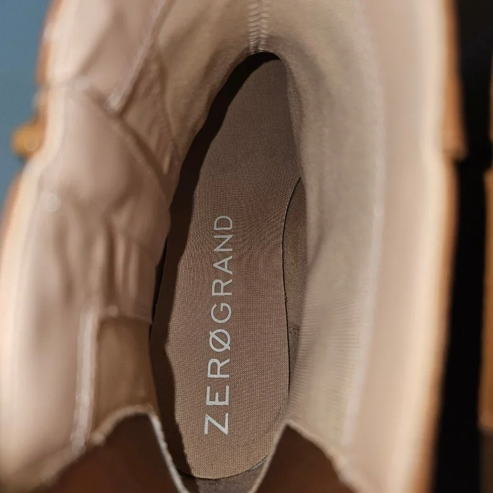 Cole Haan Zerogrand City Ankle Boot Womens 11 Tan Leather Waterproof Wedge